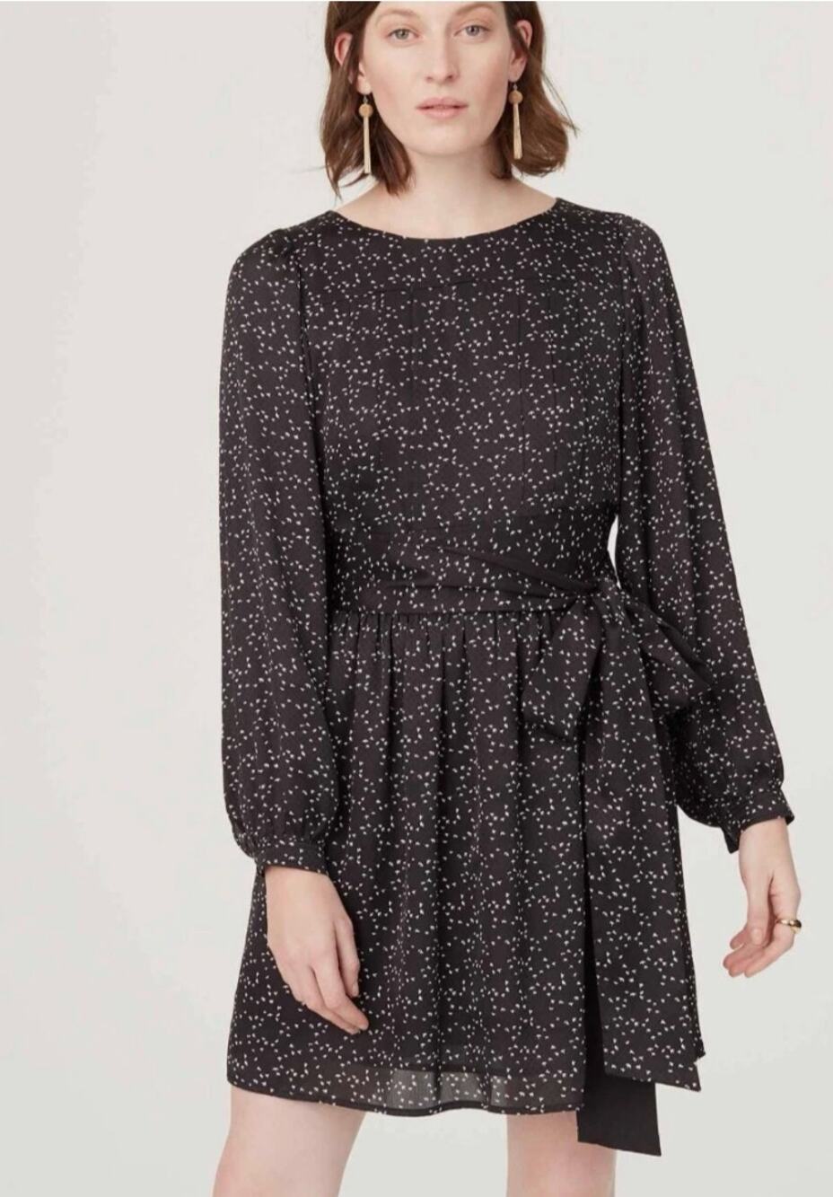 Club Monaco Womens Bird Black Sheer Long Sleeve Midi Dress 00